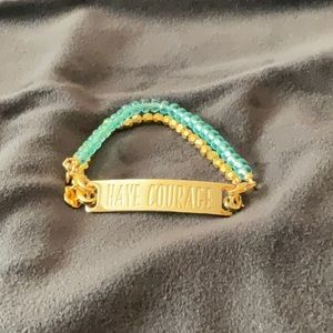 Lenny & Eva - 2 strand “Have Courage” gold and green bracelet. New, never worn